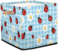 TropicalLife Floral Daisy Ladybugs Storage Cube, 13 Inch Fabric Cube Storage Organizer Bin for Shelves Clothes, Decorative Foldable Storage Boxes