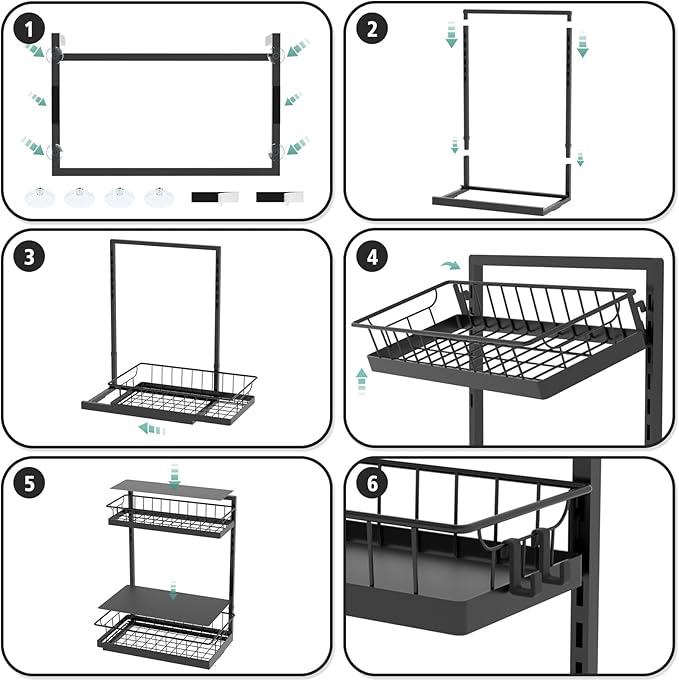 WOWBOX 2 Pack Under Sink Organizer 2 Tier Slide Out Cabinet Organizer Under Sink Organizers and Storage for Kitchen Bathroom Pantry