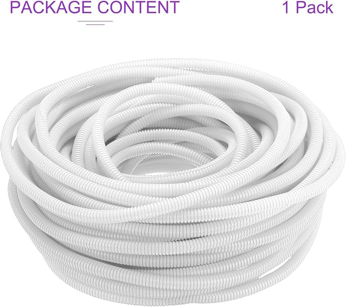 DMiotech 100ft Wire Loom Split Tubing 3/8 Inch(9.5mm) ID, Cord Protectors from Pet Flexible Conduit Cable Management for Office Home Garden, White