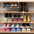 CroBlissful 3 Pcs Expandable Shoe Rack Organizer for Closet 16.5-31.5 Inch Adjustable Retractable Hanging Cabinet Shoe Shelf Dorm Room Storage for Space Saving (White)
