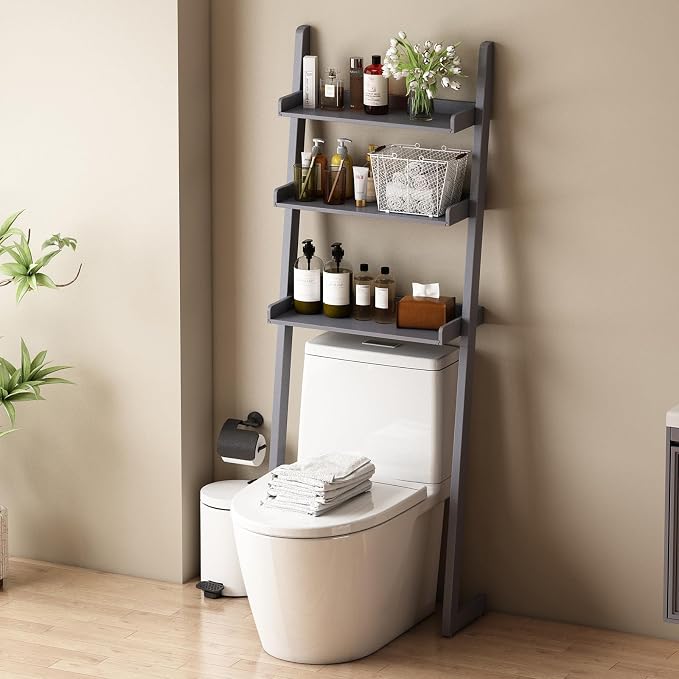 Solid Bamboo Over Toilet Shelf,3 Tier Bathroom Shelf with Anti-Slip Base | Solid bamboo over the toilet storage – naturally moisture-resistant for bathrooms, built for long-lasting durability