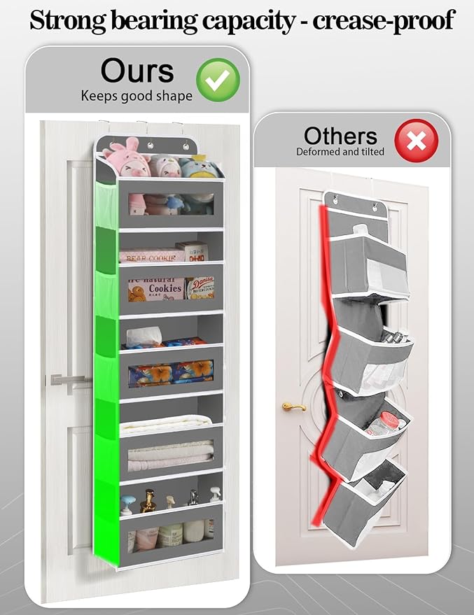 KYEVIS Over The Door Organizer, 5 Shelves Closet Door Hanging Organizer with 10 Mesh Pockets, Nursery Closet Organizer, Baby Essentials, Dorm Room Essentials for Girls