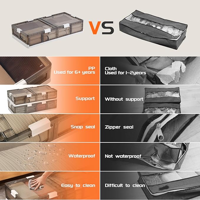 Under Bed Storage Containers with Wheels - Stackable, Foldable Plastic Storage Boxes with Lids for Clothes, Shoes, Blankets - Perfect for Bedroom Organization and Dorms (1 Pack-25.2''x16.5''x7.9'')