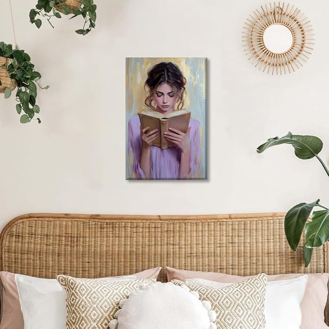 Girl Reading Book Lover Art Aesthetic Poster Canvas Wall Art Decoration Living Room Home Decor Bedroom Decoration Poster Unframed20x30inch