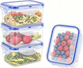 KIGI Food Storage Containers, 4-Pack (2.48 Cup) | Leak-Proof for Lunch & Snack, Airtight & Microwave safe for Meal Prep & Leftovers, 4-Sided Locking lids, BPA-Free Plastic