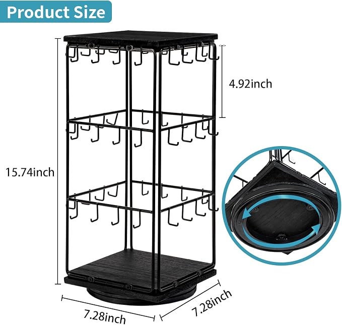 360 Rotating Earring Display Stands for Selling, Earring Rack Display Holder Stand, Jewelry Display for Selling Earring Cards, Necklaces, Rings, Bracelets, Hair Accessories (2 Pack)