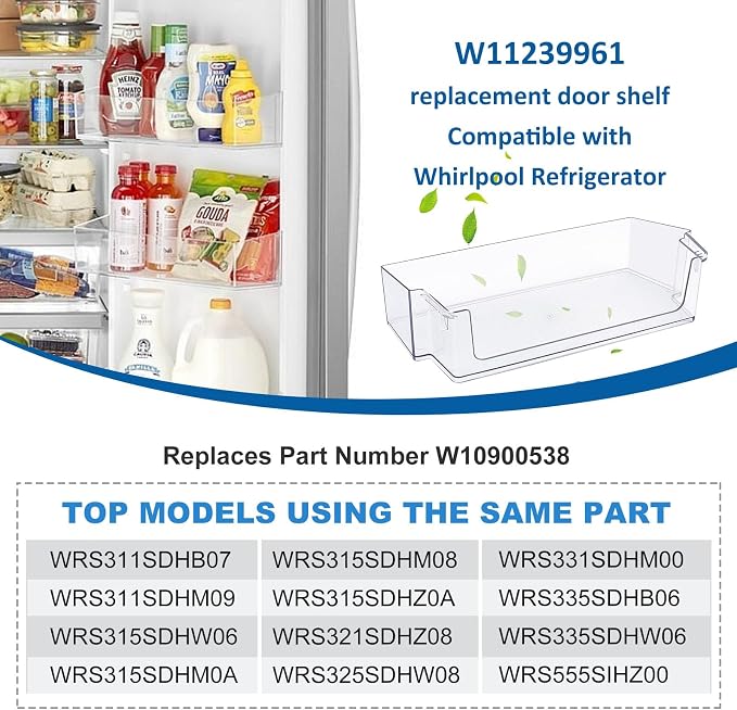 UPGRADED W11239961 Door Shelf Bin Compatible with Whirlpool WRS321SDH WRS311SDH WRS325SDH Refrigerator, Replaces W10900538 AP6333410 PS12578777