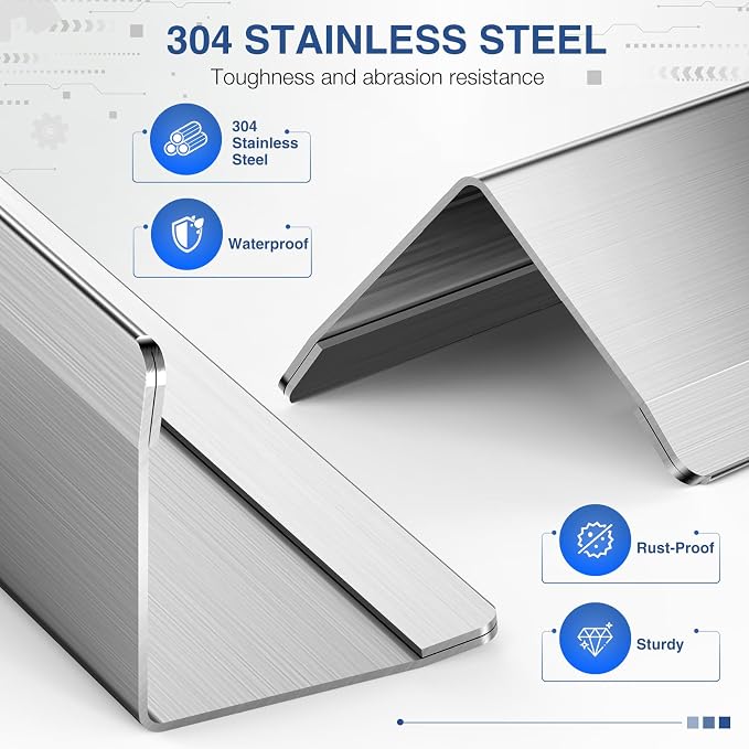 Magicheap 4 Pack Stainless Steel Wall Corner Protector, 17.7in x 1.18in | Self Adhesive, Easy to Install, Arc-shaped Polished, Edge Guard Strip for Walls Furniture Cabinet Shelf Drywall Desk