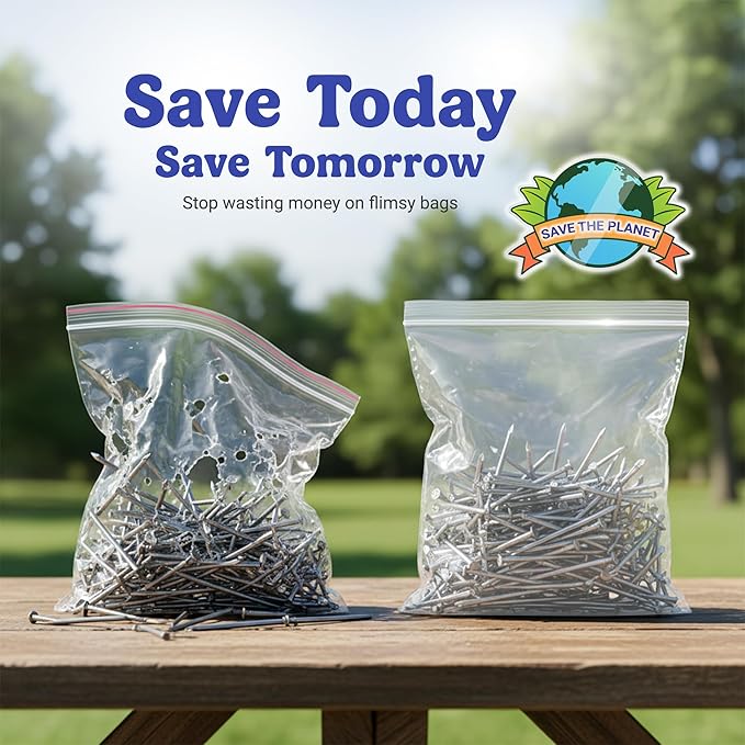 Heavy Duty Zip Seal Lock Sandwich Storage Bags, Resealable Plastic Bag, 6 Mil Thick Zip Top Baggies for Cookies, Food, Candy, 5x5 Inch, Pack 100