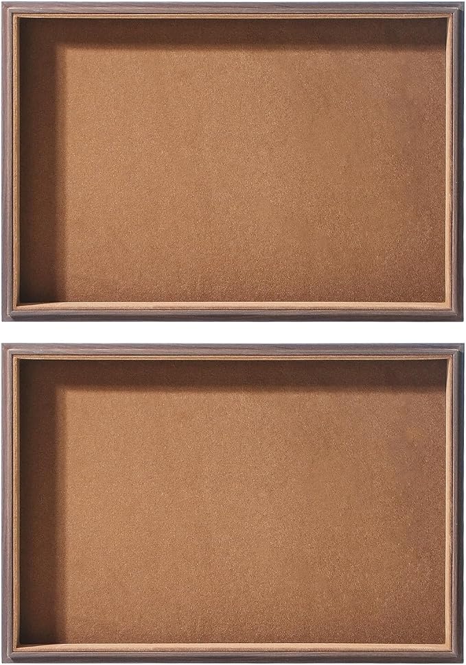 Wood Jewelry Organizer Tray, Drawer Tray (Brown, 2Pc, Flat) | Stackable Jewelry Display, Large Capacity Drawer Tray, Versatile Drawer Organizer, Multi-Purpose Storage