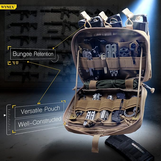 WYNEX Tactical Mag Admin Pouch, Molle Triple Magazine Pouches | Utility Tool Pouch Medical EMT Organizer with Triple Stacker Magazines Holder for M4 M16, Molle Compatible, Patch Included