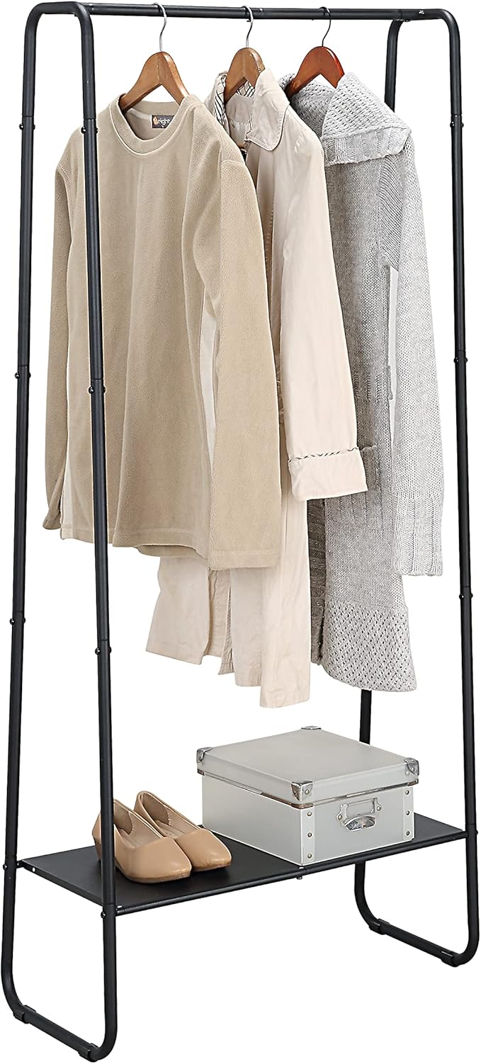 SunnyPoint Freestanding Clothes Garment Rack, Organizer Closet (BLACK)