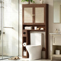 Over The Toilet Storage Cabinet Bathroom Shelf Over Toilet Bathroom Organizer Space Saver Rack with Adjustable Shelf (Chocolate, Rattan Style)