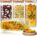 HomArtist Glass Jars with Bamboo Lids 53 FL OZ [Set of 4], Glass Canisters with Airtight Lids, Glass Food Storage Containers for Pasta, Oats, Coffee, Flour, Sugar, Rice, Best for Kitchen & Pantry
