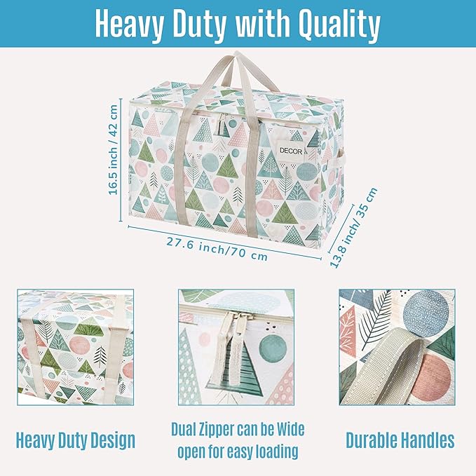 VENO 6 Pack Heavy Duty Moving Bags, Extra Large Storage Bags with Reinforced Handles & Strong Zippers, Foldable & Reusable Moving Box Alternative for Clothes & Dorm Storage