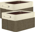 BALEINE 2 Pack Fabric Closet Storage Bins for Shelves, Linen Closet Organizers and Storage, Decorative Baskets for Organizing, Shelf, Clothes, Home, Office (Brown, 17''x13''x10.5'')