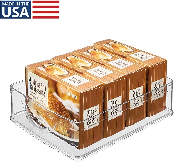 InterDesign iDesign Stackable Pantry Bin with Handles for Cabinets or Fridge, Clear, Made in USA (Pack of 4)