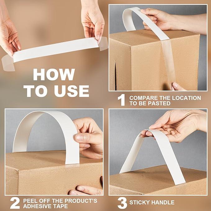 Frienda 50 Pcs 30 Pounds Carry Load Adhesive Carry Handle Plastic and Foam Self Adhesion Carrying Handle Strap Heavy Duty Package for Boxes and Bags Packing Grip Moving Lifting Carrying