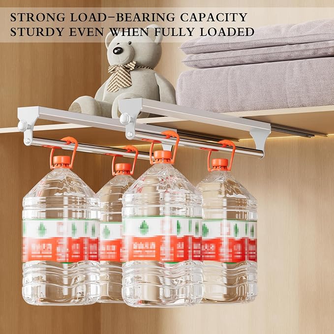 2 Pack Pull Out Closet Valet Rod, Heavy Duty Adjustable Closet Rod, 13.7inch Telescopic Pant Rack, Space Aluminum Clothes Hanger Rail, Closet Storage Organizer for Trousers Clothes White