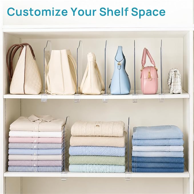 Vtopmart 12" Extra Tall x 11.7" Deep Shelf Dividers, 8 Pack