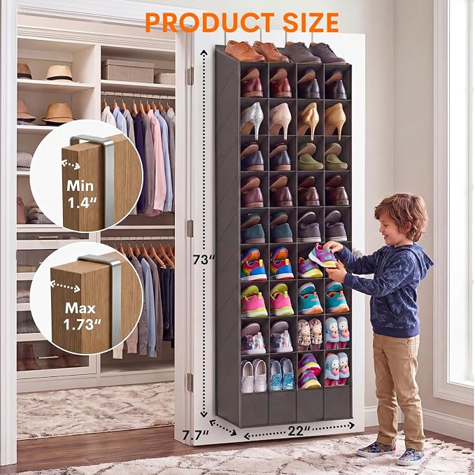 Ofiray-home Over the Door Shoe Organizer, 30-40 Pairs | Large & Deep Pockets, Fits Boots, Sneakers or Larger Shoes, Space-Saving, For Bedroom, Small Closet, Entryway