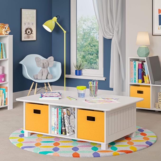 RiverRidge Folding Storage Bins with Handles Golden Yellow Cube Storage Organizer for Closet, Bedroom & Playroom - Closet Organizers and Storage Set of 4