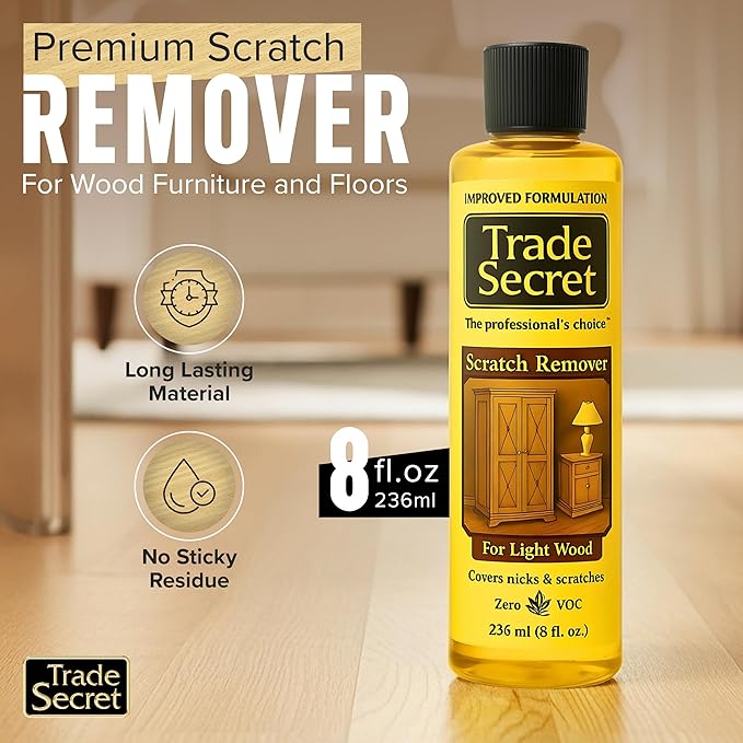 Trade Secret Light Wood Scratch Concealer, Scratch Remover for Real Wood Furniture & Floors – Covers Nicks, Scuffs & Dogs, Cats Scratches, Marks, Minor Defects