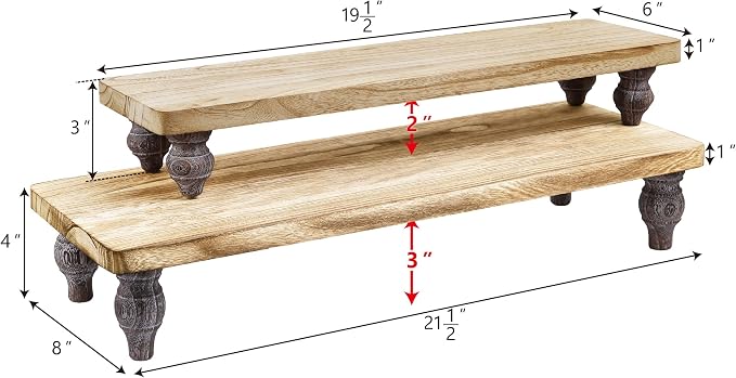 Ikee Design 2 Pcs Set Wooden Display Riser, Cupcake Dessert Display Riser | 2 Pcs Set Wooden Display Riser, Wood Cupcake Dessert Display Riser, Countertop Dessert Serving Stand, Cake Riser Stands