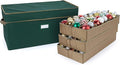 Covermates Keepsakes Adjustable Ornament Storage Box – Heavy-Duty Polyester, Padded Dividers & FlexGrid Trays – Protective Holiday Organizer with Stackable Walls & Label Window, Green