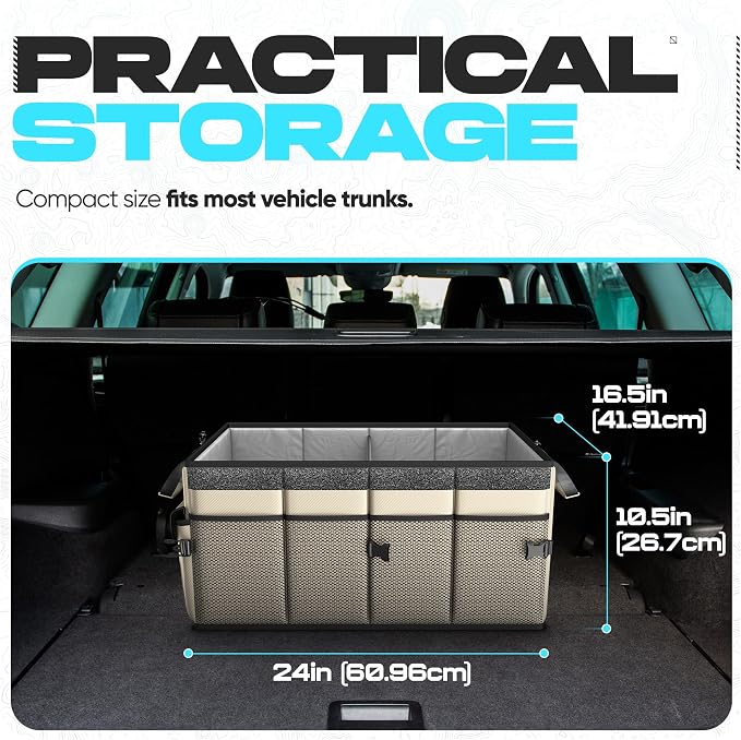 FORTEM Trunk Organizer For SUV Car Trunk Organizer, Foldable Storage, Car Accessories for Women Men, Collapsible Bag, 600D Oxford, Non Slip Bottom, Straps, Soft Cover (65L)