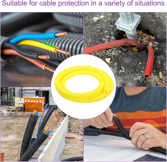 DMiotech 10ft Wire Loom Split Tubing 1 Inch(25.5 Mm) ID, Cord Protectors from Pet Flexible Conduit Cable Management for Office, Home, Garden, Yellow
