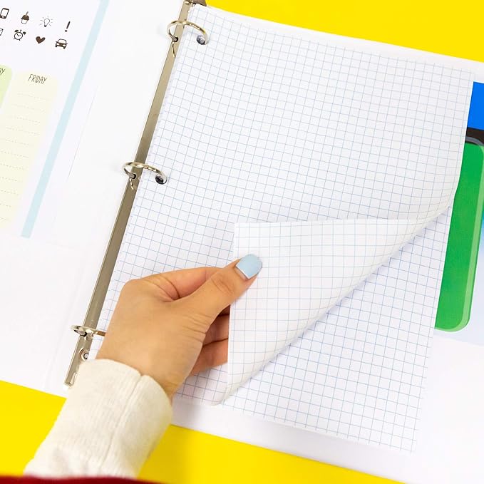 BAZIC Products Filler Paper Loose Leaf Papers 100 Sheet, 4-1" Quad Ruled, 3 Hole Punched for Ring Binders, Graph Drafting for Office School Student, 6-Pack