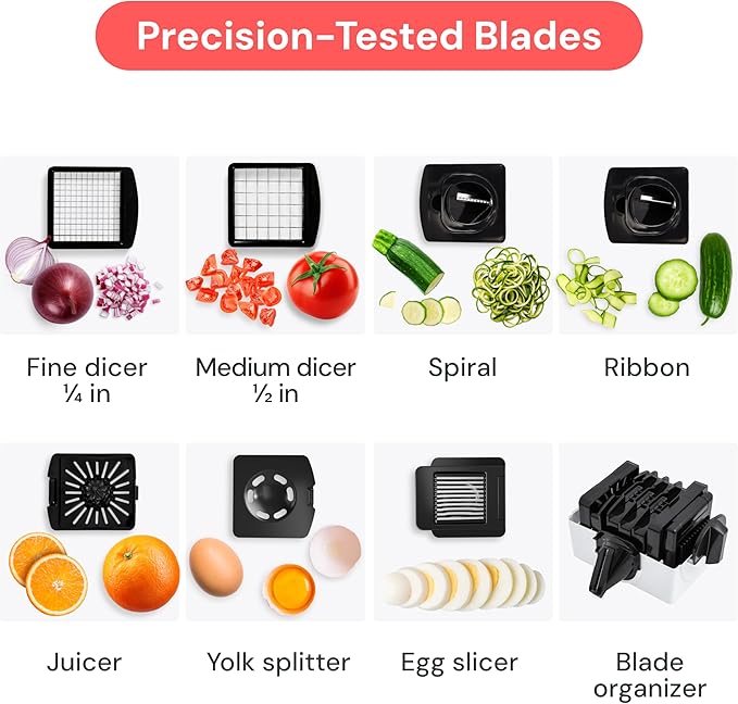 Fullstar Vegetable Chopper & Mandoline Slicer for Kitchen - Food Chopper with Container, Cheese Grater, Home Essentials & Kitchen Gadgets (7 in 1, Black)