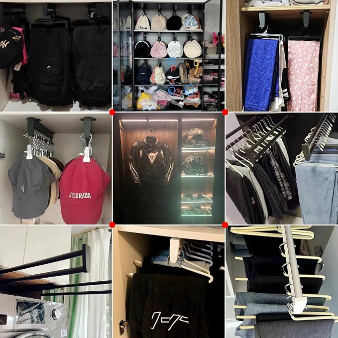 BaiNong pull out closet rod pull out pants rack for closet white 15-3/8 inch pull out rack clothes pull out valet rod closet telescopic trouser rack shallow cabinet organize pants and clothes