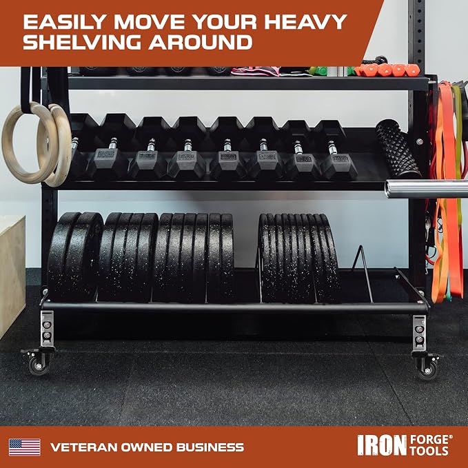 Iron Forge Tools Rolling Storage Rack Caster Wheels, Set of 4-3 Inch | Heavy Duty Locking Castors, For Garage Shelving, Pallet Shelf & Tool Shelves