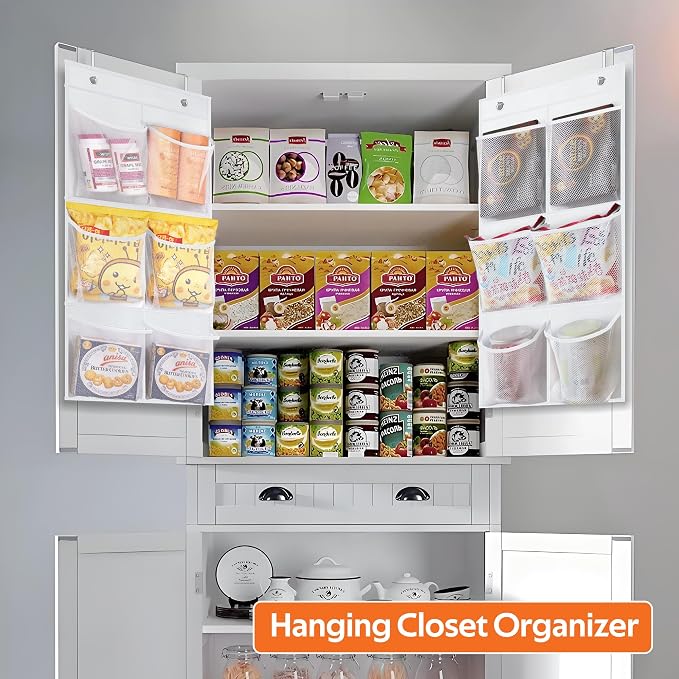 KIMBORA 2 Packs Narrow Over the Door/Wall Shoe Organizer Cruise, Small Hanging Shoe Rack for Closet with Clear Mesh Pocket for Bathroom, RV, Pantry, Camping (White)