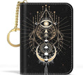 Aiawoxc Credit Card Holder, Small RFID Wallet Slim Leather Card Organizer Case with Zipper and Keychain, Mysterious Cosmic Galaxy