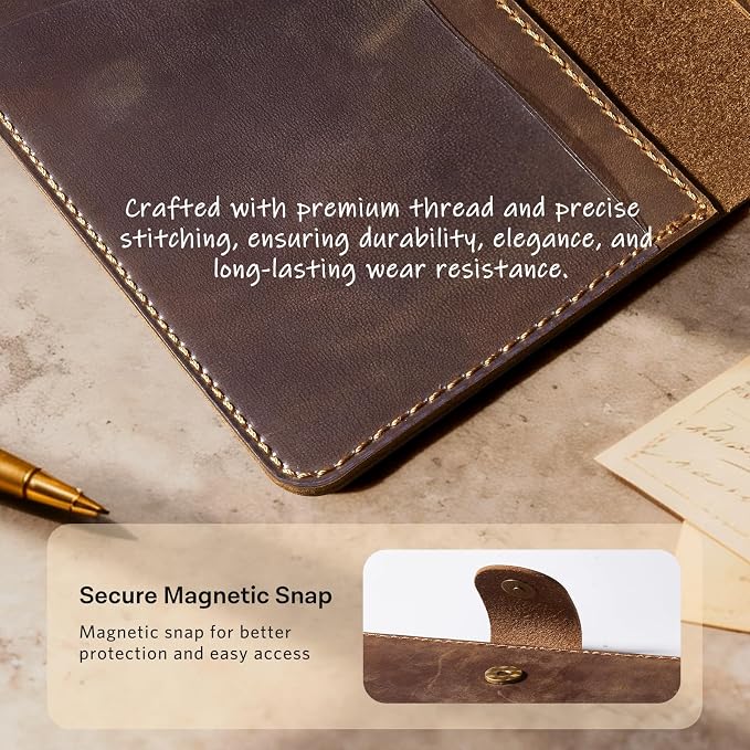 CoBak Genuine Leather Car Registration and Insurance Holder | Luxury Vehicle Glove Box Organizer, Premium Auto Document Case with Magnetic Closure for License, Cards & Papers