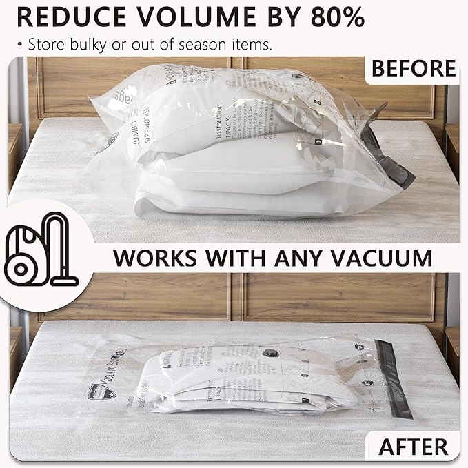 Vacuum Storage Bags with Electric Pump, Compression Packing Bags for Travel Luggage, Space Saver for Clothing Clothes Bedding Blankets Pillows, 10 Medium