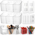 7 Pack Cabinet Door Organizer Adhesive Wall Mount Storage Bins Makeup Containers Stackable Organizer Basket for Kitchen Cabinets, Bathroom, Pantry, Office, Refrigerator (Frosted Clear)