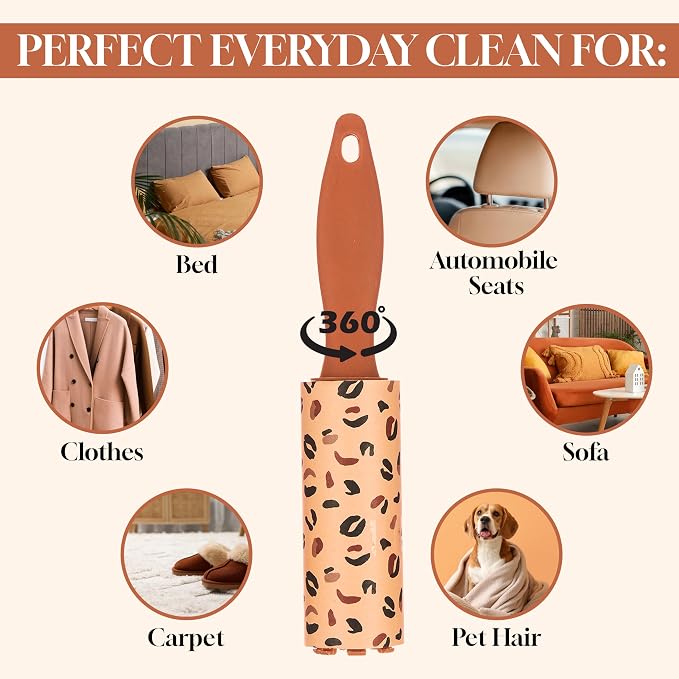 5pc Brown Mini Lint Roller Value Pack - Colorful Compact Rollers for Travel | Pet Hair & Lint Remover for Clothing & Household Use. Portable On-the-Go Lint Removers