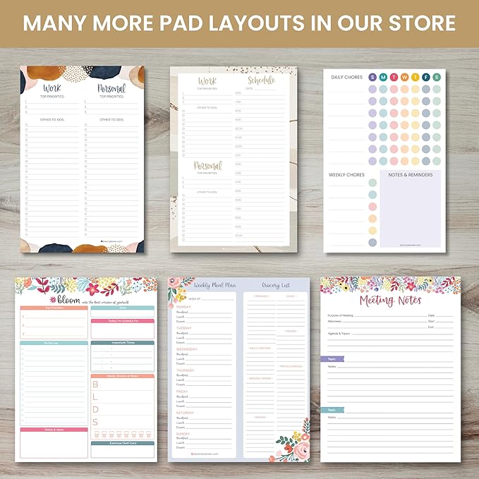 bloom daily planners Weekly Meal Planning Pad - Magnetic Hanging Refrigerator Menu Planner with Tear-Off Sheets & Perforated Grocery Shopping Lists - 6” x 9” (Garden Blooms)