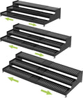 Jojocross Metal Spice Rack Organizer for Cabinet, 3 Tier Expandable Spice Storage Shelf, Great for Kitchen Cabinets, Cupboard,Pantry and Countertop More,Metal Plate with Hole(3PACKS/Black)