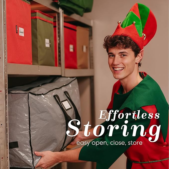Christmas Tree Storage Bag - Stores 9 Foot Artificial Xmas Holiday Tree, Durable Waterproof Material, Zippered Bag, Carry Handles - Protects Against Dust, Insects and Moisture (Grey)