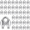 40Pcs 1/4 inch 304 Stainless Steel Wire Rope Cable Clamp,M6 Wire Rope Clips U Bolt Saddle Fastener for Tent Ropes and Rigging Rope