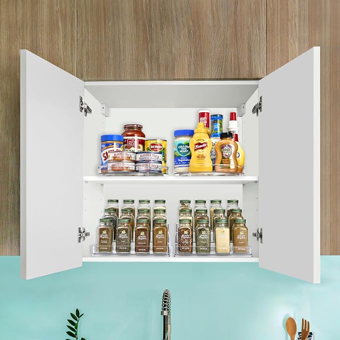 Sorbus Pantry Spice Organizer Set, 3-Tier Seasoning Organizer for Cabinet (2 Pack) and Lazy Susan Spice Rack Turntable 9-Inch, Spice Organization for Cabinet, Condiment Organizer Pantry & Refrigerator