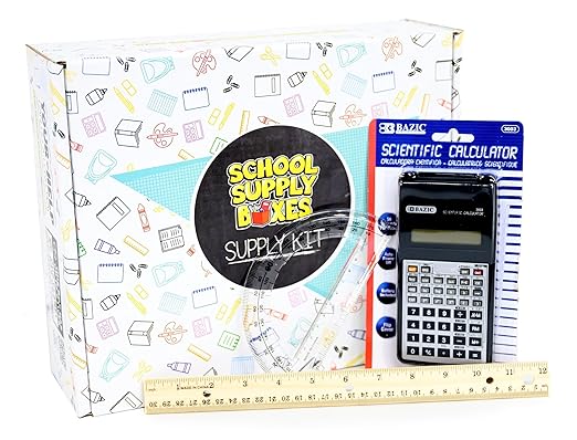 School Supply Boxes | STEM Class Pallet (180 Boxes) | Back to School Essentials Kit for Students & Teachers | Includes a Calculator, Graph Ruled Filler Paper, a Protractor, & More