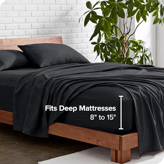 Bare Home King Sheet Set - Luxury 1800 Ultra-Soft Microfiber Double Brushed - Deep Pockets - Easy Fit - 4 Piece Set - Bedding Sheets & Pillowcases (King, Heathered Black)