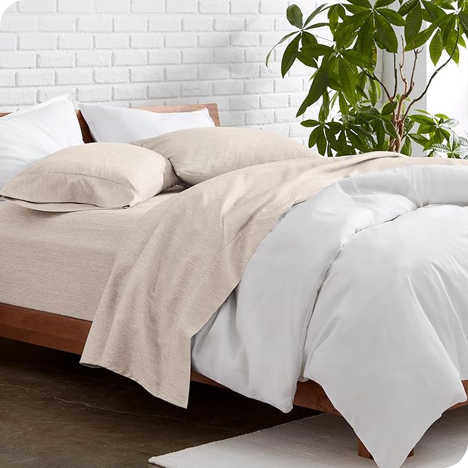 Bare Home Full Sheet Set - Luxury 1800 Ultra-Soft Microfiber Double Brushed - Deep Pockets - Easy Fit - 4 Piece Set - Bedding Sheets & Pillowcases (Full, Heathered Pebble)