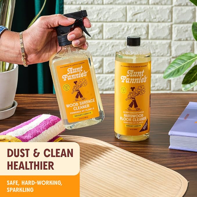 Aunt Fannie's All Purpose Wood Spray Cleaner, No-Wax Formula, Perfect for Wood Tables, Walls, Counters & Shelves, 16.9 Ounces, Lemon Scent (Pack of 3)